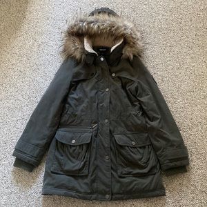 DKNY fall & winter coat, grey green, size S
